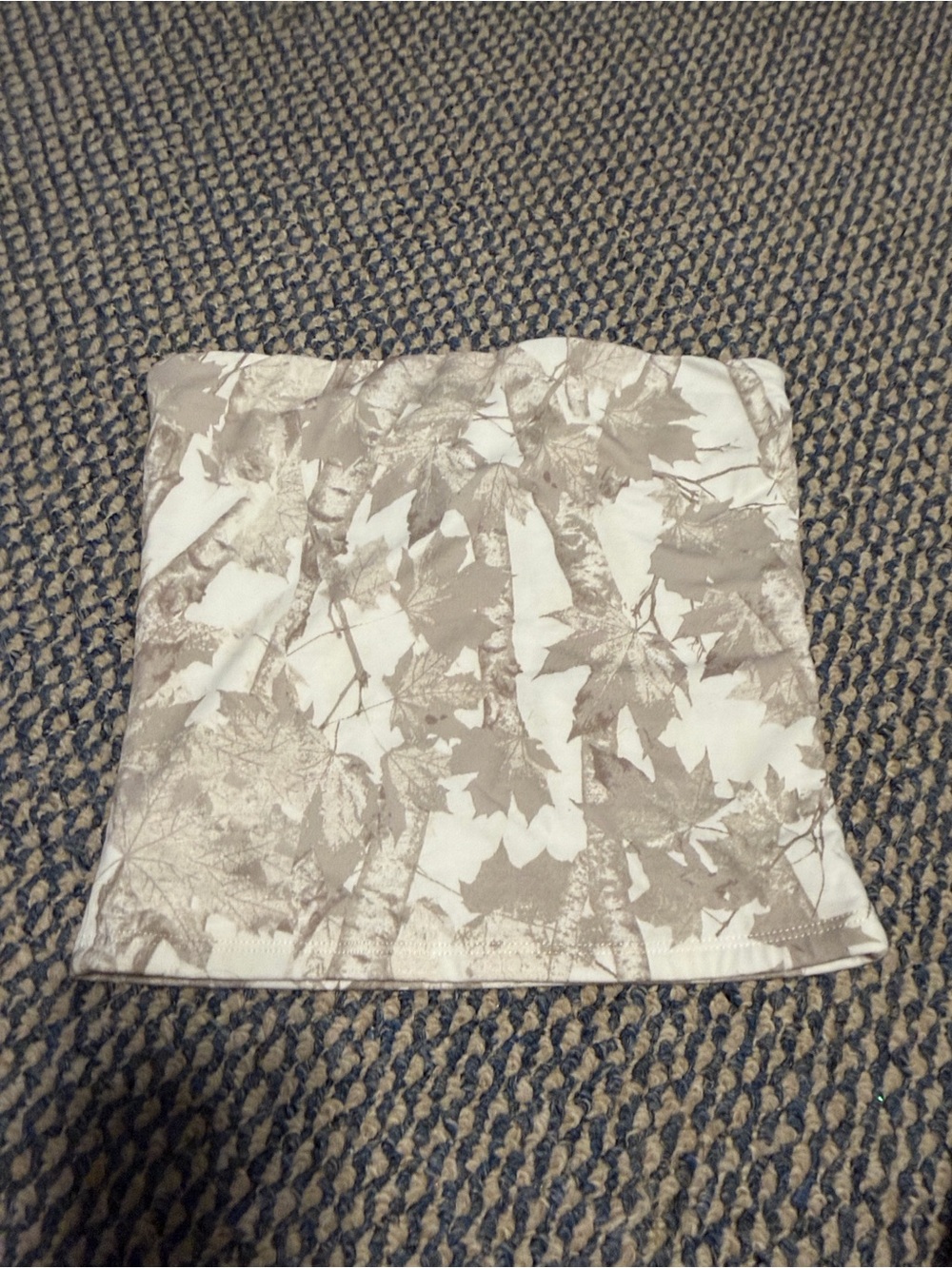 Marshalls White Strapless Top with Taupe Leaf Print
